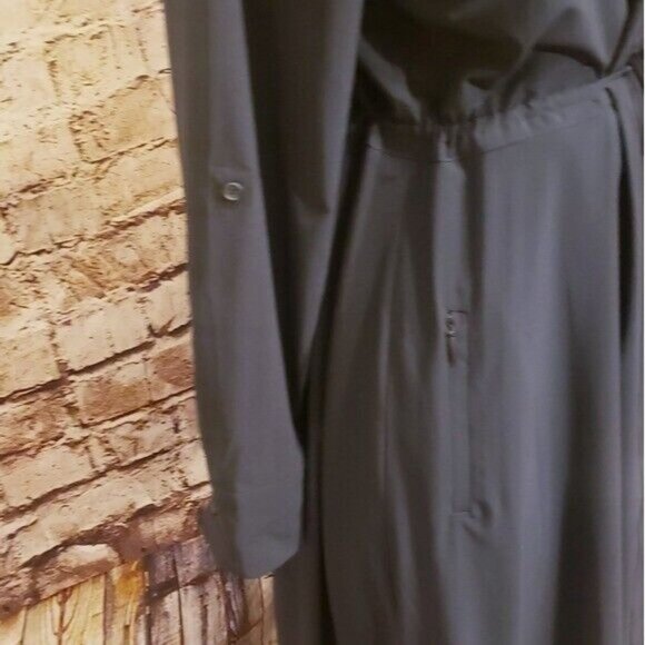 NWT Soft Surroundings Maxi Shirtdress Black Roll Tab Sleeves Medium - Picture 5 of 8